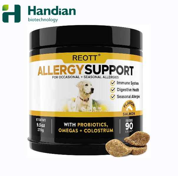 Добавка для поддержки аллергии для собак Омега 3, масло лосося и рыбы, колострим, предбиотика пищеварения, мягкие жевательные чешуи для спорта