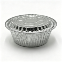 Contenant rond jetable en aluminium pour tarte aux œufs, moule de cuisson, emballage pour friteuse à air, résistant aux hautes températures et recyclable.