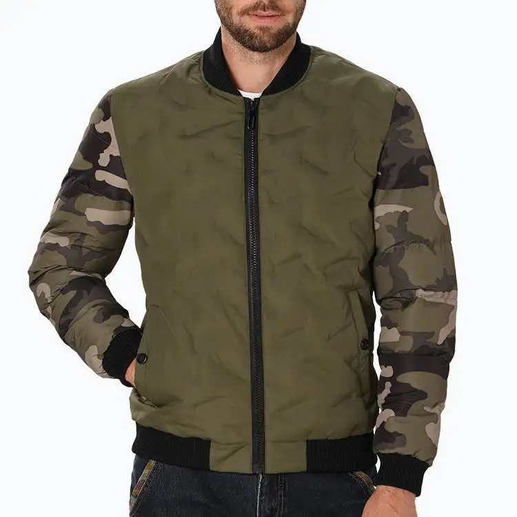 2023 Winter Men Custom Logo Casual Jackets Camo Style Outdoors Baseball Collar Zip Coat Jacket