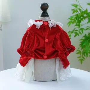 LM0027K Pet bowknot abito da principessa dog party red velluto abito formale moda animale domestico per abbigliamento con le gambe