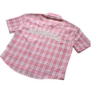 Camisa Casual de Mujer, Estilo Vintage, Manga Corta, Cuello Alto, Tejido Transpirable, Bordado, Corte Ajustado, Algodón Orgánico - Product Image 2