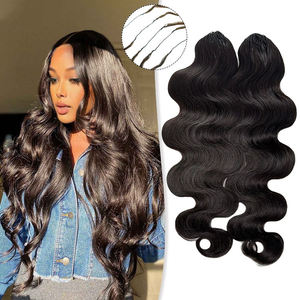 Extensions de cheveux naturels au crochet à plumes douces, invisibles, pré-bouclées, tresses torsadées, effet Body Wave, aspect naturel - Product Image 6