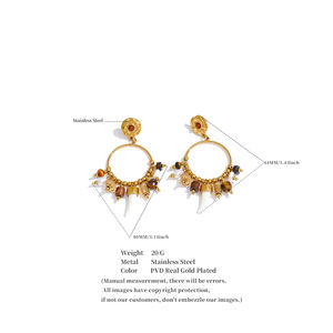 Xy 5499 फ्रेंच शैली अतिरंजित रेसिन हाथीरी 80 मिमी ड्रॉप इयररिंग्स स्टेनलेस स्टील के सोने के टुकड़े टुकड़े टुकड़े टुकड़े टुकड़े टुकड़े टुकड़े - Product Image 2