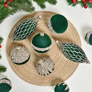 Nuevo Diseño, 10 Piezas de Bolas de Navidad de Terciopelo Pintado Irregular, Decoración Colgante de 8 cm, Color Personalizado - Product Image 3