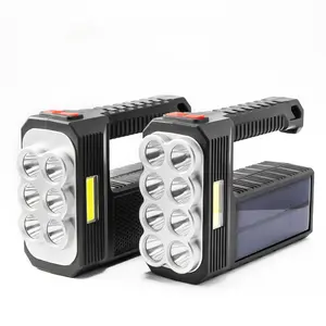 New Strong Light Flashlight LED Dual Light Source With COB Solar Charging Outdoor Night Fishing Portable Torch