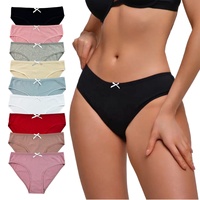 Nouvelle Arrivée Culottes Bikini en Coton pour Adolescentes, Motif Nœud, Taille Moyenne, Douces, Respirantes, Sans Coutures, Multicolores, Vente en Gros
