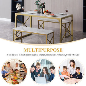 Set <span class=keywords><strong>da</strong></span> Pranzo Moderno di Lusso Estensibile in Metallo con Sedie per <span class=keywords><strong>4</strong></span> Persone, <span class=keywords><strong>Tavolo</strong></span> <span class=keywords><strong>da</strong></span> Colazione - Product Image 5