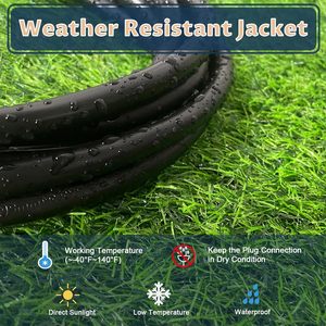 30Ft Outdoor <strong>Extension</strong> Cord-12/3 SJTW Heavy Duty Black <strong>Extension</strong> Cable with 3 Prong Grounded <strong>Plug</strong> - Power Cord for Lawn - Product Image 3