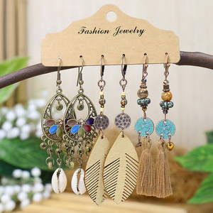 Bohemian Tassel <b>Drop</b> Earrings Alloy Antique <b>Bronze</b> Plated Women's Party Fashion Dangle Earrings - Product Image 4