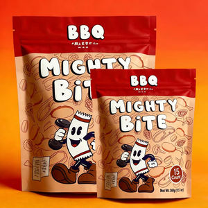 Sachets en plastique personnalisés imprimés, anti-fuite, thermoscellables, à fond plat, avec fermeture éclair, pour l'emballage de chips, de fromage et de viande séchée - Product Image 1