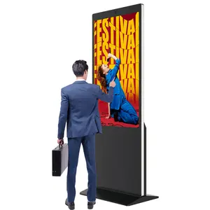 Reclame Display Android Totem Vloer Staande Digitale Bewegwijzering Restaurant Reclame Lcd Monitoren 43Inch Touchscreen Kiosk