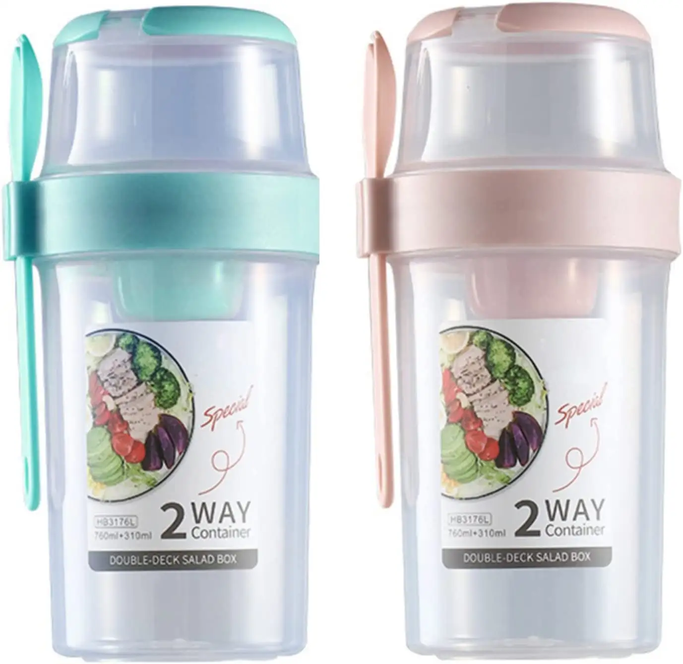 Conteneur de tasses à salade de fruits et légumes portable avec fourchette Keep Fit Salad Meal Shaker Cup