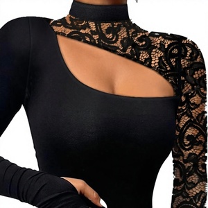 Débardeur Sportif Fille Sexy à Découpes Asymétrique Coupe Slim Tendance Décontracté 100% Coton Dentelle Respirant Séchage Rapide Streetwear Côtelé - Product Image 1