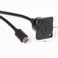 Câble d'extension mâle à femelle USB-C à panneau carré avec câble de données de type C à montage sur panneau à verrouillage à vis