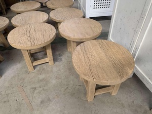 Tavolino rotondo in legno di olmo riciclato da soggiorno di lusso in stile <span class=keywords><strong>vintage</strong></span> cinese tavolino da salotto naturale antico ad incastro - Product Image 4