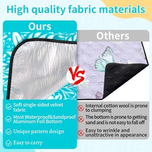 Couverture de camping d'extérieur, couverture de plage pliable portable avec <span class=keywords><strong>dessous</strong></span> imperméable et isolant thermiquement, couverture de pique-nique 200 x 200 - Product Image 4