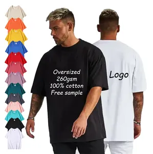 Amostras grátis logotipo personalizado 260gsm 100% algodão Plain Tshirt mens tshirts Dos Homens T-shirt Dos Homens Personalizados T-Shirt Impressão