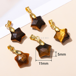 Dijes de Piedras Preciosas Curativas JD Fashion, 11*5 mm con Hebilla de Oro, Colgante de Estrella Facetada de Piedra <span class=keywords><strong>Natural</strong></span> Cuarzo, Amatista y Lapislázuli - Product Image 2