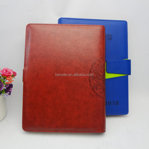 Organiseur de planificateur à 6 anneaux en cuir PU en gros, bleu, A5, carnet à spirales à feuilles mobiles - Product Image 4