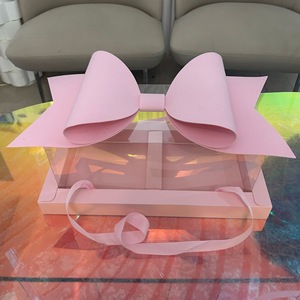 Elegante 16*<span class=keywords><strong>8</strong></span>*6 Zoll Kuchenbox mit Klarsichtdeckel, Blumen-Geschenkbox in Rosa und Rot mit Schleife für Valentinstag, Neujahr, Muttertag - Product Image 5