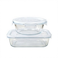 Boîte à lunch en verre, compatible micro-ondes, qualité professionnelle, récipient pour la préparation des repas, double compartiment, design empilable, transparent, hermétique