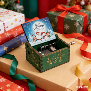 Yiyu Bestseller Carillon in Legno a Manovella, Stile Americano, con Incisione e Decorazioni Natalizie, <span class=keywords><strong>Musica</strong></span> Personalizzata 30s - Product Image 5