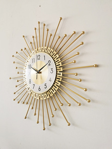 Grande décoration murale en métal en forme de <span class=keywords><strong>soleil</strong></span>, horloge pour la décoration du salon, vente en gros - Product Image 4