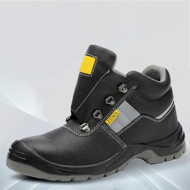 ESD-zapatos de seguridad con punta de acero, calzado Industrial de cuero genuino PU