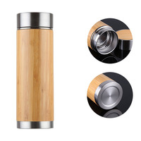 Botol Air Bambu Besar Ramah Lingkungan Grosir Baru dengan Infuser Teh Stainless Steel Standar AS Hadiah Bisnis LOGO Dapat Disesuaikan