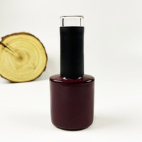 Bouteille en verre plate pour vernis à ongles rouge brillant 15 ml avec pinceau applicateur pour gel UV