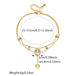 European American Fashion Minimalist Double Layer Chain Anklet Star Tree Of Life Pendant Zinc Alloy Foot Ornament Gift - Product Image 5
