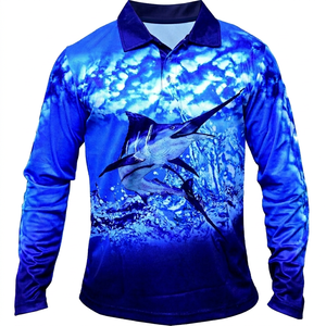 เสื้อตกปลาแบบมีฮู้ดคุณภาพสูง พิมพ์ลายด้วยความร้อนบนผ้าโพลีเอสเตอร์ พร้อมโลโก้สั่งทำ ระบายอากาศได้ดี เหมาะสำหรับทุกเพศทุกวัย - Product Image 1