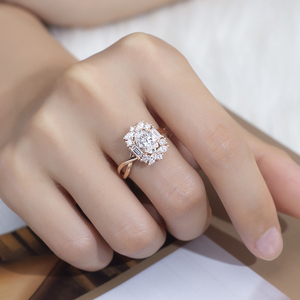 Bague ovale en diamant or jaune 18 carats Messi Jewelry MSR-1364 pour femme - Product Image 5