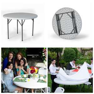 Vente en gros plastique HDPE durable Dia110 * 74.5cm/<span class=keywords><strong>43</strong></span> "Table ronde pliante pour salle à manger intérieure extérieure Camping Banquet Événements - Product Image 4