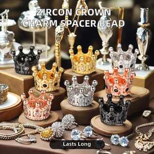 Perle entretoise <span class=keywords><strong>couronne</strong></span> <span class=keywords><strong>en</strong></span> zircon AAA, technique sculptée, pour la fabrication de bracelets homme/femme, apprêts et composants de bijoux - Product Image 3