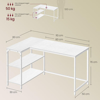 Bureau d'ordinateur moderne en L avec étagère de rangement double face, petite table d'angle en bois pour bureau à domicile, chambre, bureau d'étude – Vente directe usine