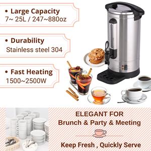 <span class=keywords><strong>Percolateur</strong></span> à café commercial en acier inoxydable avec revêtement coloré, <span class=keywords><strong>100</strong></span> <span class=keywords><strong>tasses</strong></span>, cafetière à thé avec robinet, distributeur de café facile à préparer - Product Image 2