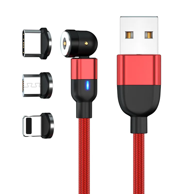 540 Rotation Micro USB Type C Lighting 3 in 1Magnet Charging Cable