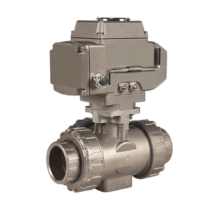 Vanne électrique COVNA pour commande urgente DN40, trois voies, port en L, actionneur électrique modulant 24V AC, vanne à bille en PVC véritable union - Product Image 3