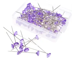 Transparente lila Näh stifte Acryl Diamant kopfs tifte Kristall für Schneiderei Schmuck komponenten Blumen dekoration