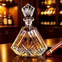 Bouteille de whisky classique en cristal à bord doré, carafe à liqueur de forme irrégulière pour vin et bourbon, en verre, vente en gros