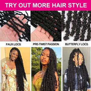 Julianna 18 22 pollici all'ingrosso Pre loop sintetico capelli all'uncinetto Ombre pre-attorcigliato onda d'acqua passione torsione capelli intrecciati ondulati - Product Image 6