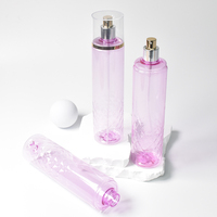 Bouteille de pulvérisation de brume fine cosmétique PET rouge dégradé de luxe de haute qualité de 300ml bouteille de parfum rose avec emballage