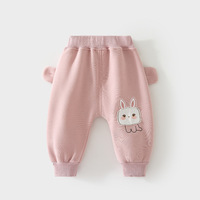 Pantalones Deportivos para Bebés, Forrados de Felpa, de Algodón, con Estampado de Dibujos Animados, Cintura Media, para Bebés con Trasero Grande