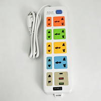 Stop Kontak Ekstensi Anjehold Factory Grosir Warna-Warni 9 Outlet 2 USB 1 Type-C untuk Rumah