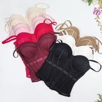 Corsé de malla transparente sexy para mujer, elegante top corto moldeador de cintura, bustier para chicas, ropa de noche, top corto, moldeador de cuerpo para mujer