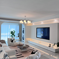 Meuble TV Mural Moderne Haut de Gamme 2025 en Bois, Console Média de Luxe pour Salon, Unité TV avec LED – Fabriqué en Chine