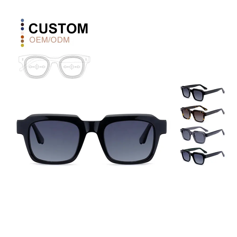 Acetat-Sonnenbrille 2024 Damenbrille hochwertiges individuelles Logo polarisiertes schwarzes Acetat Designer-Luxus-Sonnenbrille für Herren