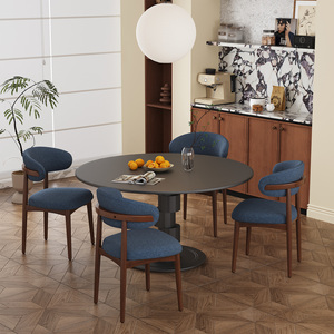 Wood Frame Upholstered Dining <b>Chair</b> Ergonomic Curved Backrest Side <b>Chair</b> Breathable Fabric Leisure Dining <b>Chair</b> for Home - Product Image 2