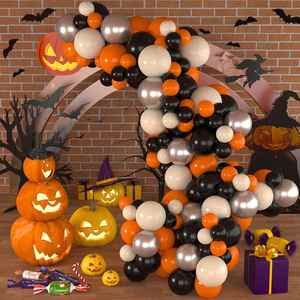 Kit de guirlande en forme d'arc de ballons pour Halloween Ballons en latex Décorations de fête pour Halloween Maison hantée Fournitures de fête pour l'intérieur et l'extérieur - Product Image 1